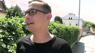 CZECH HUNTER 448 - Twink With Trendy Glasses Gets His Balls Played With