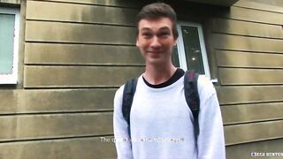 CZECH HUNTER 433 - Shy Dark Haired Twink Answers Some Questions & Sucks Cock