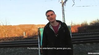 CZECH HUNTER - Slim Dude Found By The Train Tracks Gets His Tight Ass Pounded