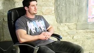 Hot UK teen Sam L moans and masturbates his thick cock solo