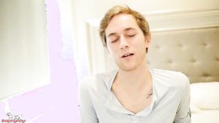 Skyler finger-fucks himself as he jerks his thick uncut cock