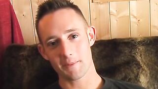 Gay cock wanker Jared interviewed before cumshot