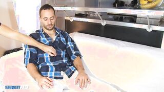 Fitness trainer gets wankd his big dick in a porn: Seb