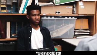 Black Twink Caught Shoplifting Fucked By White Security Officer