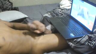 Teen stroking to porn