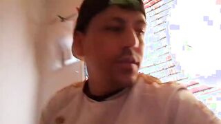 I'm alone in my apartment and I'm so horny that I masturbate with the first thing that comes to mind