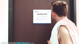 Jock Caught Jerking In The Shower Is Drilled