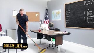Nerdy Twink Shae Reynolds Sucks Janitor's Big Dick