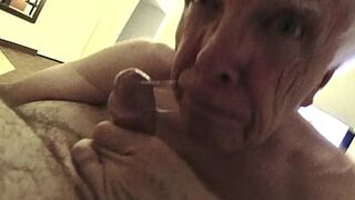 Grandpa Gets Another Load of Cum in His Mouth, Yum