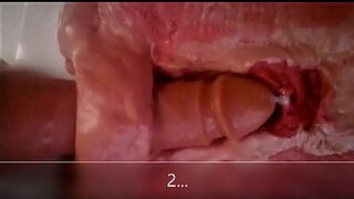 Close up & internal view of anal dildo fucking